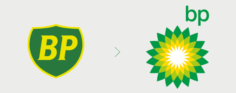 BP logo before and after