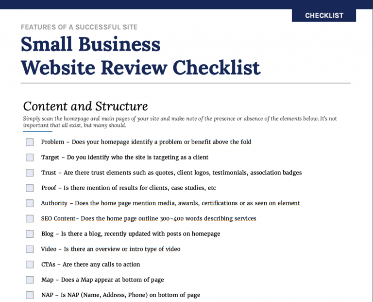 Mawazo Marketing website review checklist