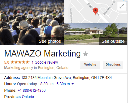 a google map shows the location of mawazo marketing