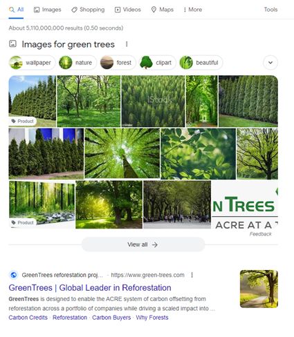 a google search for images for green trees