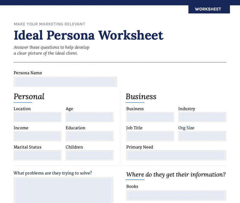 Mawazo Marketing ideal persona worksheet