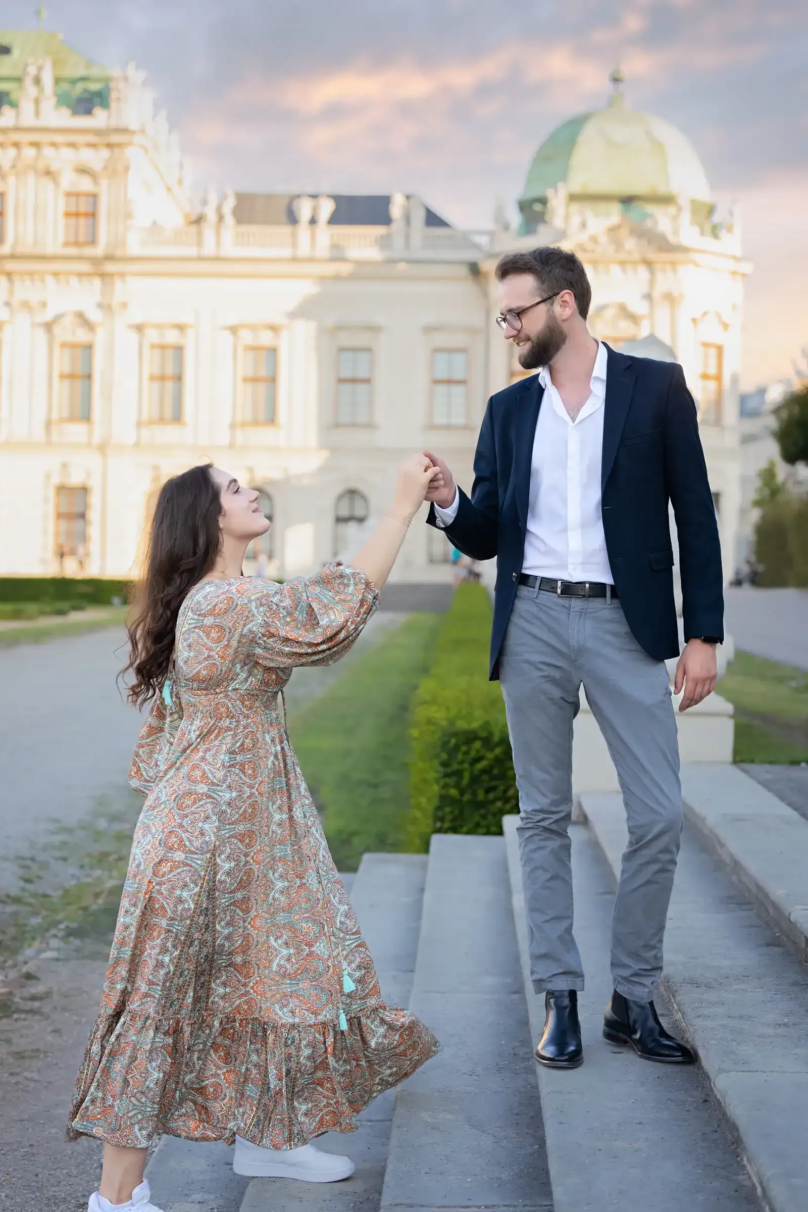 Verlobungsshooting am Schloss-Belvedere in Wien