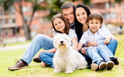 happy family with dog