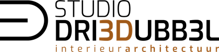 Logo studio Driedubbel interieurarchitectuur zwart met oranje