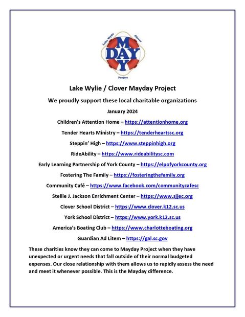 Lake Wylie/Clover Mayday Project — Lake Wylie, SC — Mayday Project