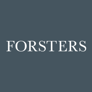A forsters logo on a blue background