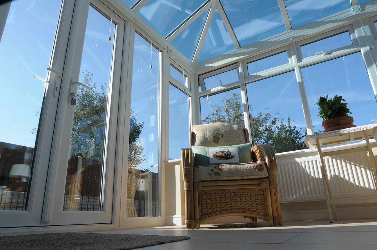 A conservatory in white upvc