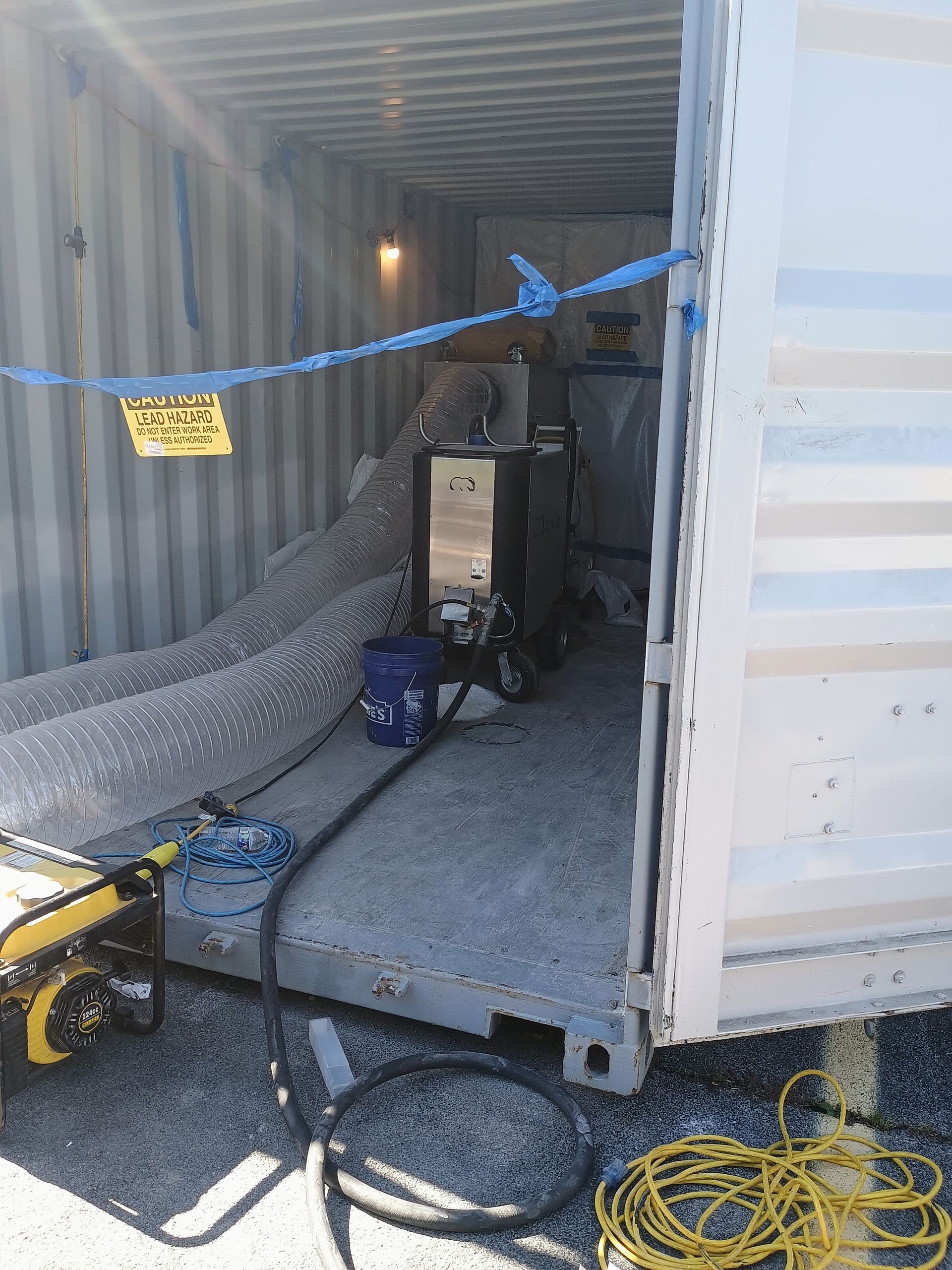 MP Environmental Services HEPA setup inside of an enclosed trailer