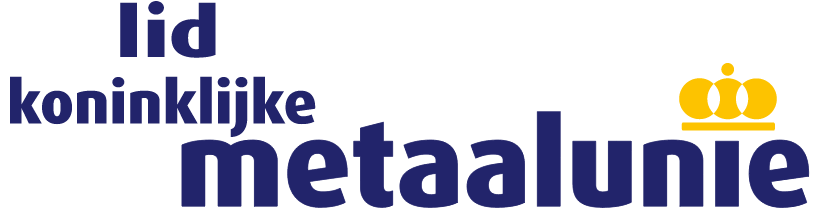 A blue and yellow logo for koninklijke metaalunie