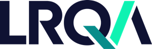 Het logo voor lrqa is een blauw en groen logo op een witte achtergrond.
