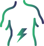 A silhouette of a person with a lightning bolt on their chest.