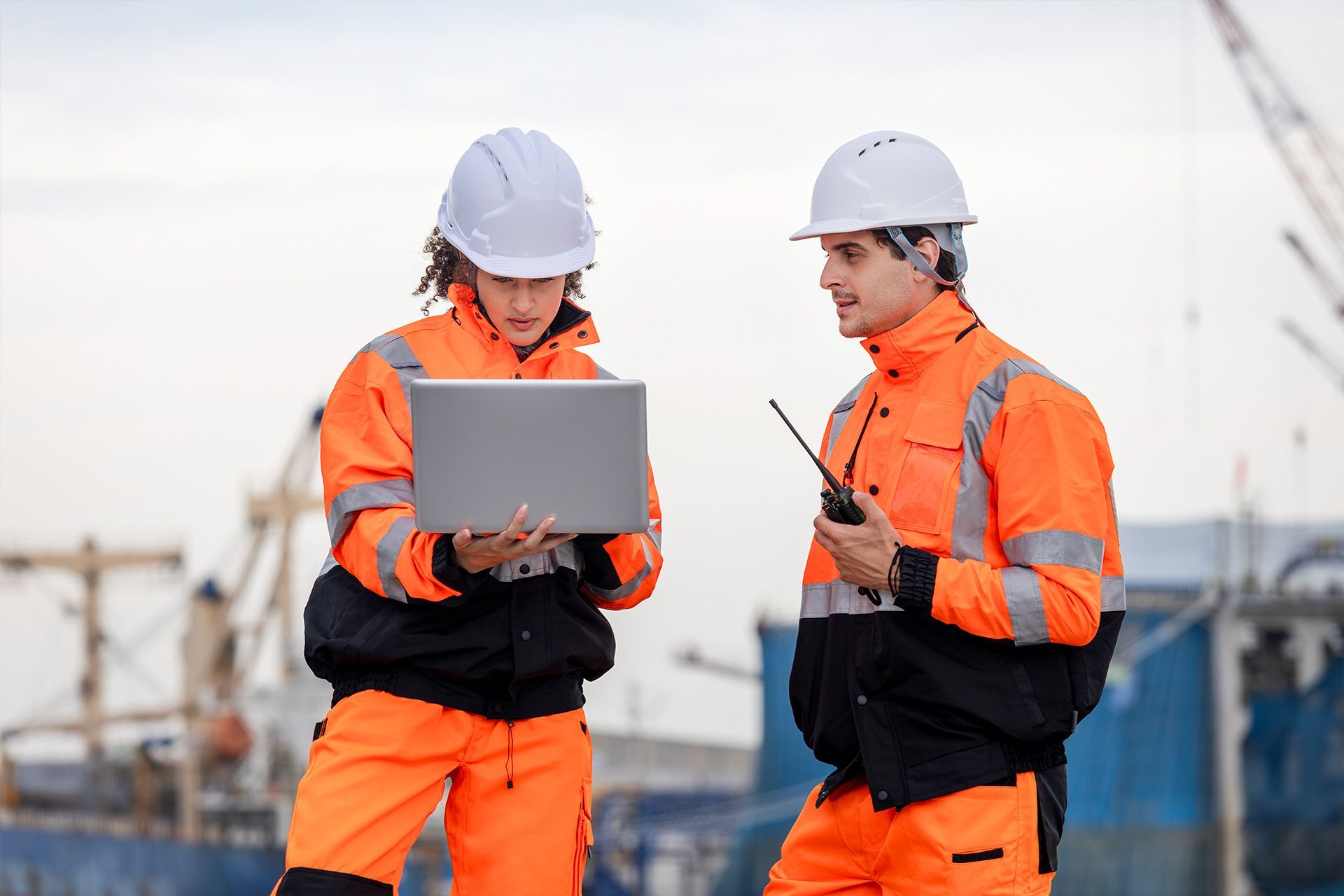 Harbor worker discussing injury claim