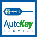 Logo per il servizio AutoKey, con un portachiavi blu e la scritta "AutoKey" verde su sfondo bianco e blu.