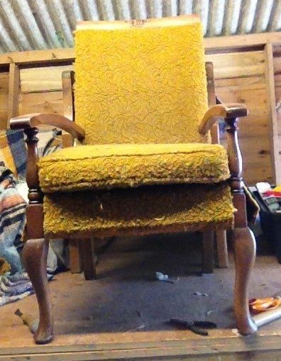 MUSTARD AND BLUE BLANKET CHAIR Before