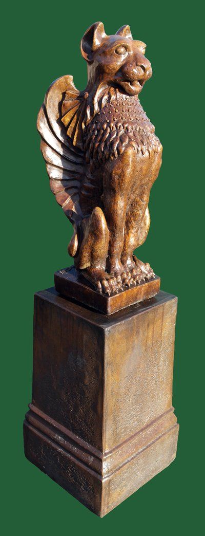 stone garden statue upright lion