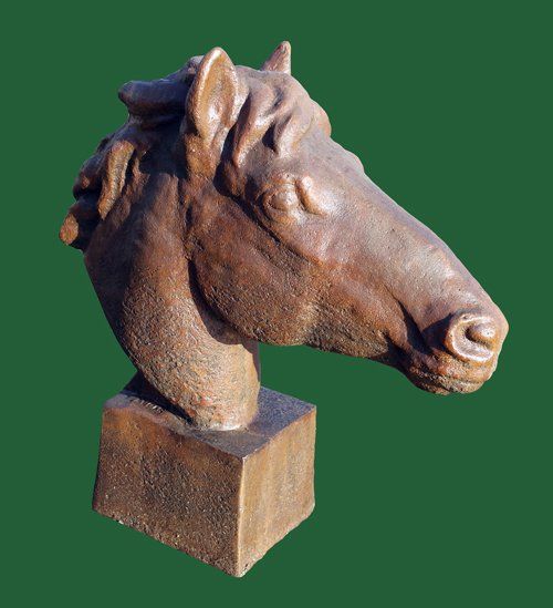 stone garden statue equine bust