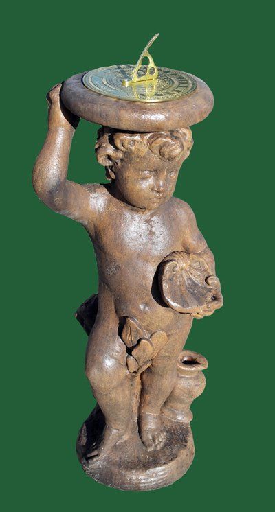 stone garden statue cherub brass sundial