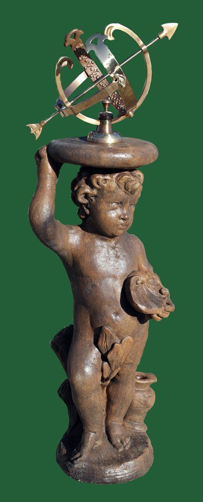 stone garden statue cherub armillary