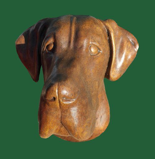 stone garden statue great dane plaque
