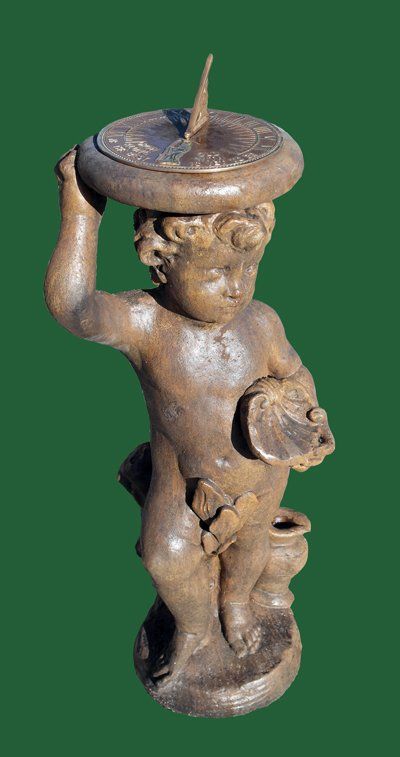 stone garden statue cherub brass sundial
