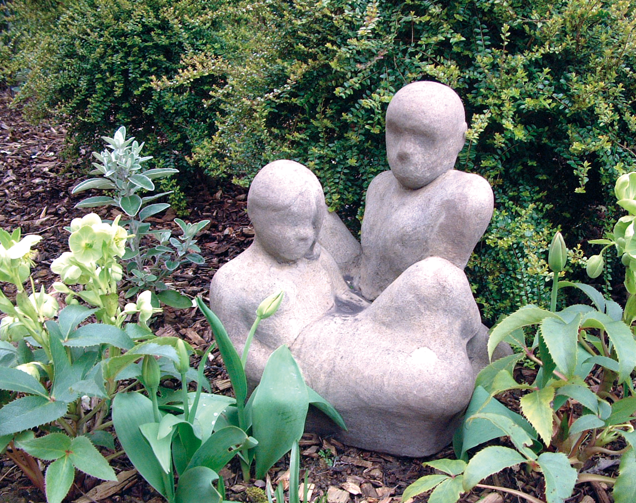 partnership contemporary stone garden statue