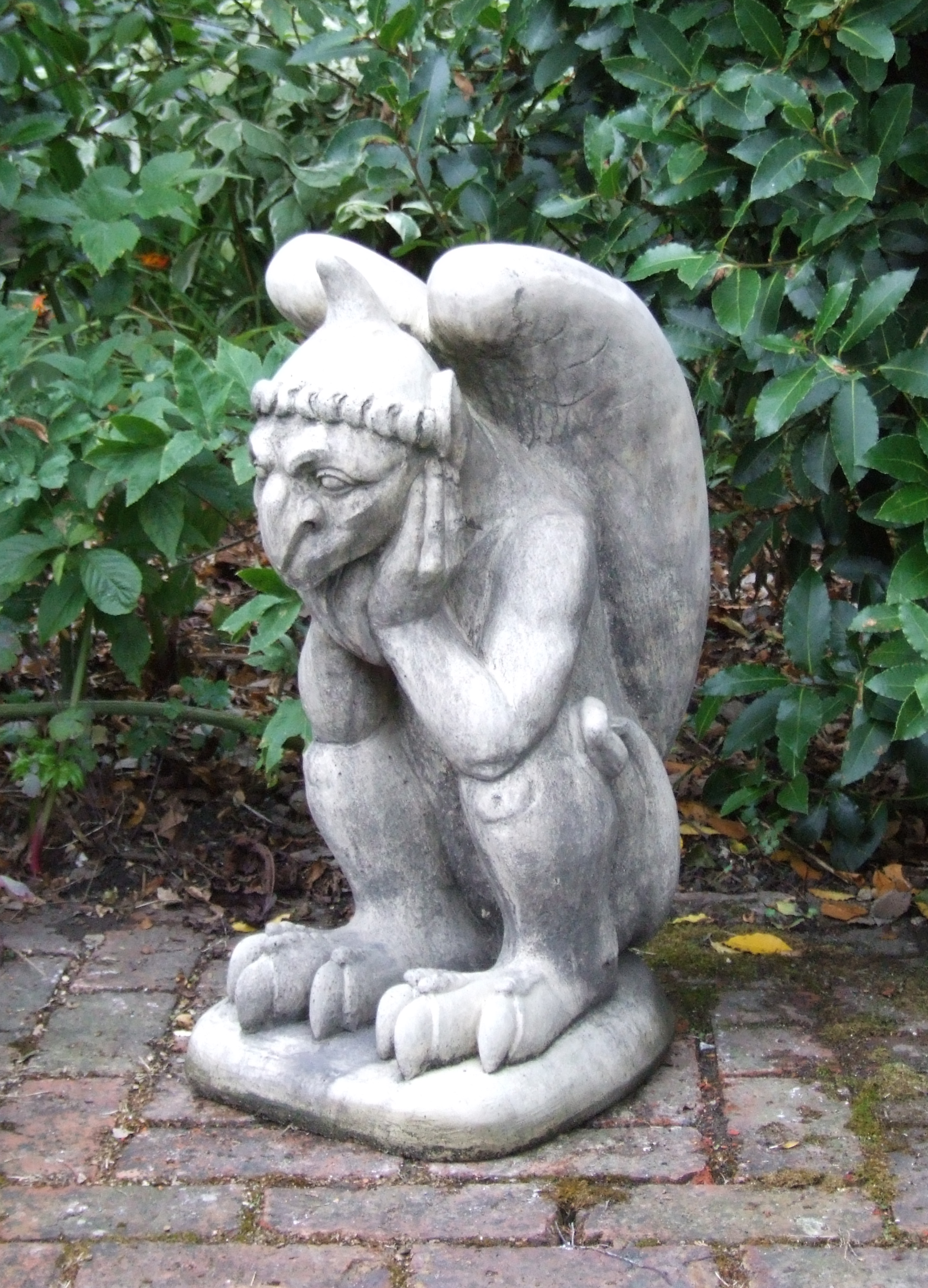 winged gargoyle stone garden statue
