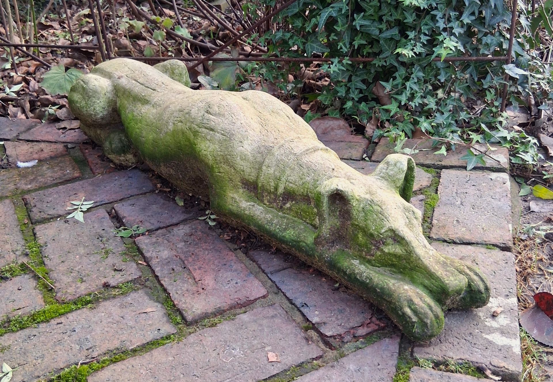 whippet greyhound dog stone garden statue