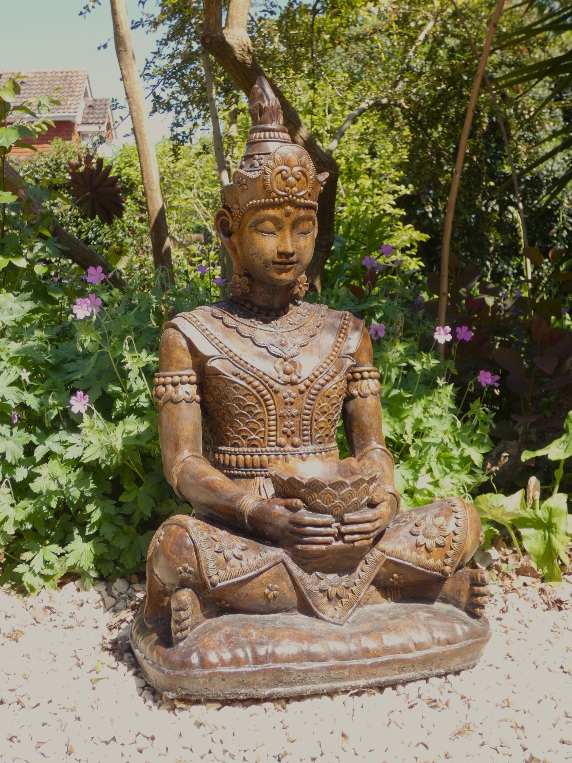 stone garden statue serene buddha