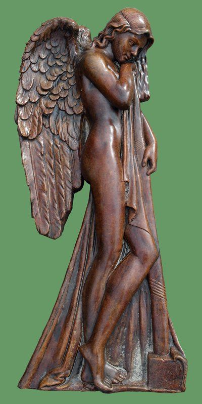 stone garden statue angel plaque