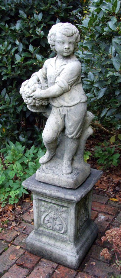 stone garden statue autumn boy season