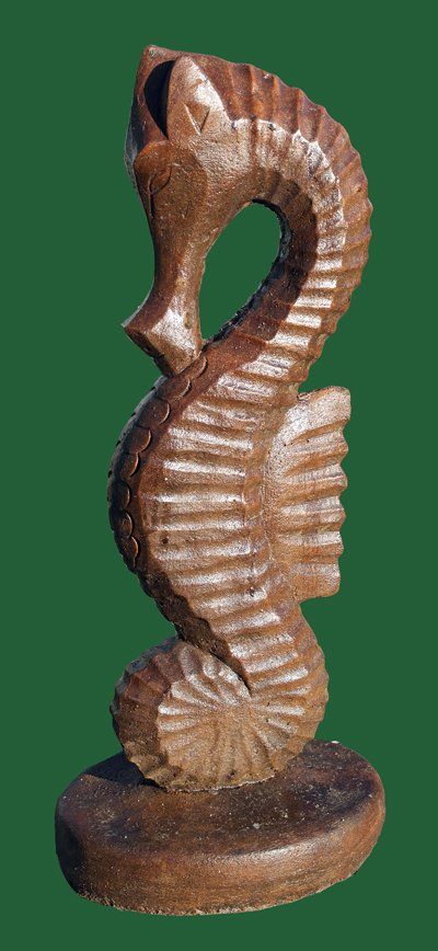 stone garden statue small seahorse