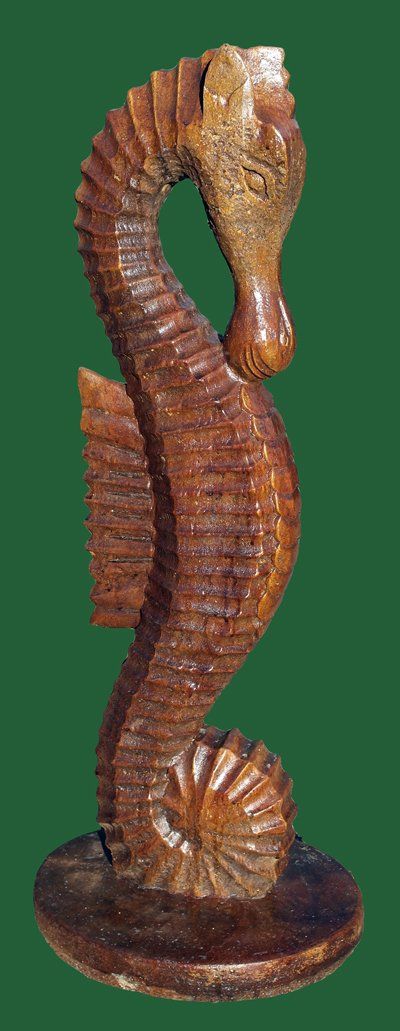 stone garden statue large seahorse