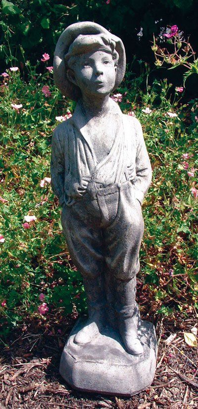 stone garden statue whistling urchin