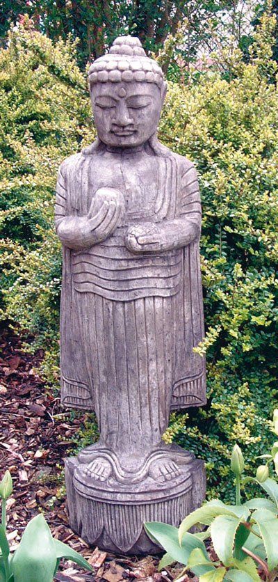 stone garden statue upright buddha