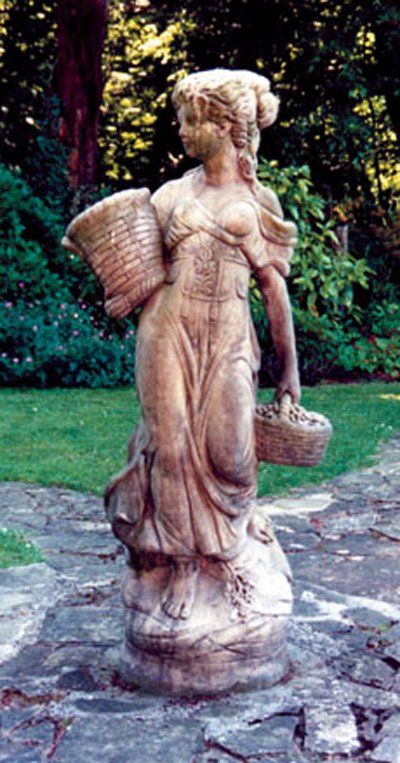 stone garden statue large country girl