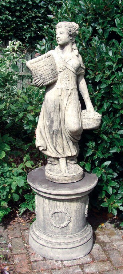 stone garden statue medium country girl