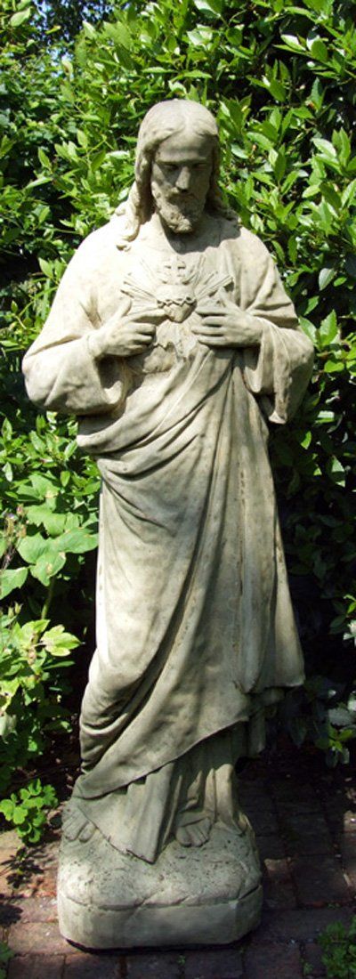 stone garden statue sacred heart jesus