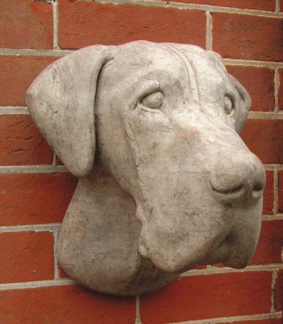 stone garden statue great dane plaque