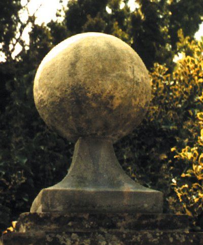 stone garden statue large ball on base