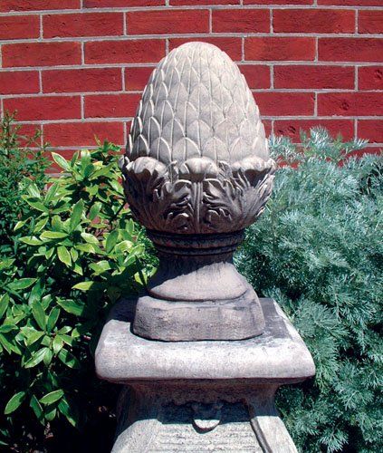 stone garden statue medium fir cone