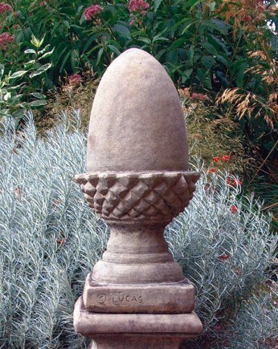 stone garden statue large acorn finial