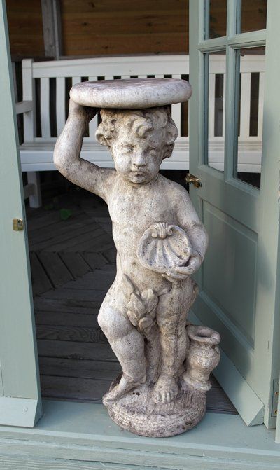 stone garden statue cherub stand