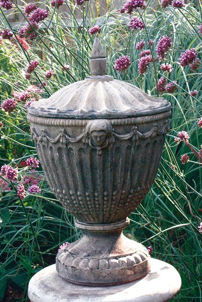 stone garden statue olympic urn with lid