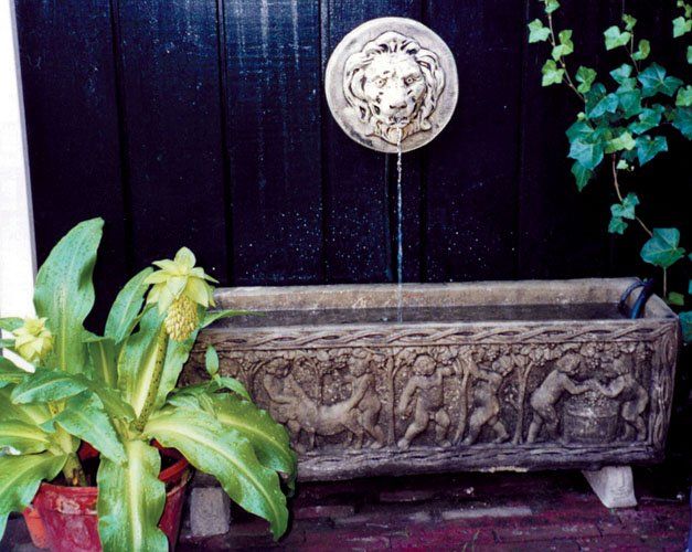 stone garden statue large cherub trough