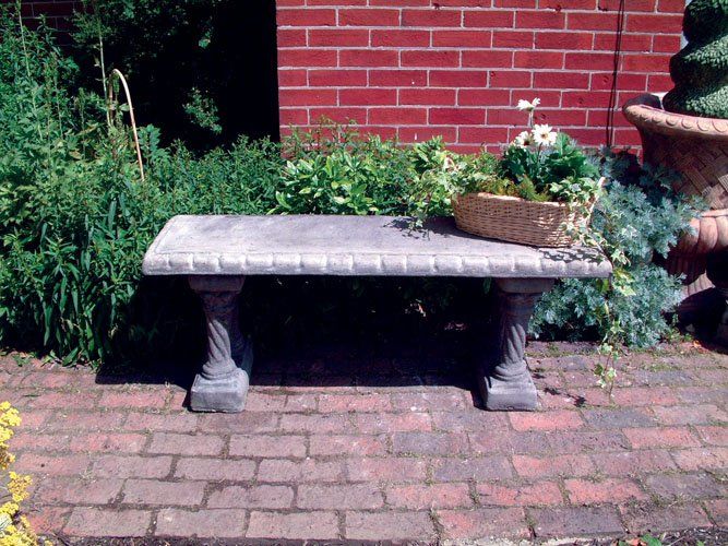 stone garden statue straight patterned bench top