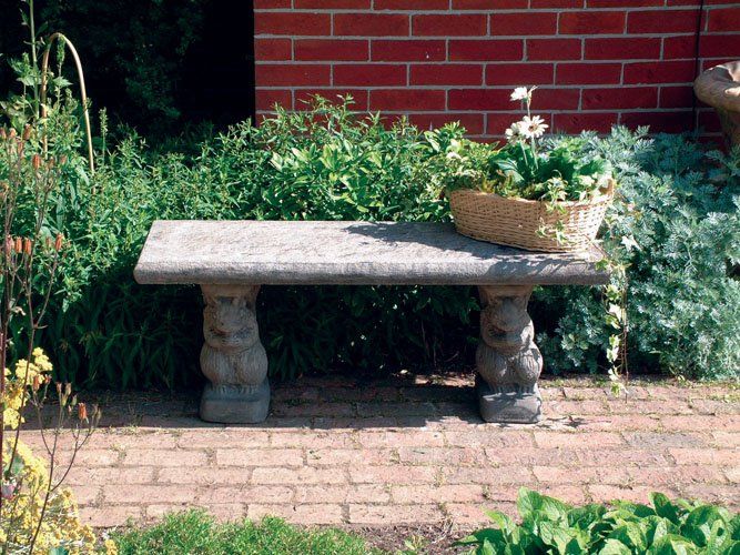 stone garden statue straight plain bench top