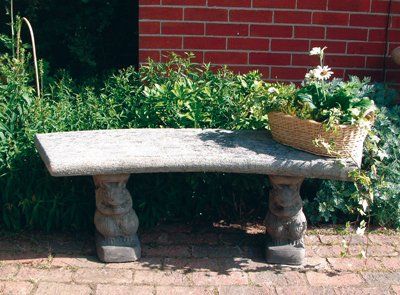 stone garden statue curved plain bench top