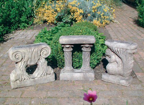 stone garden statue scroll column squirrel bench base
