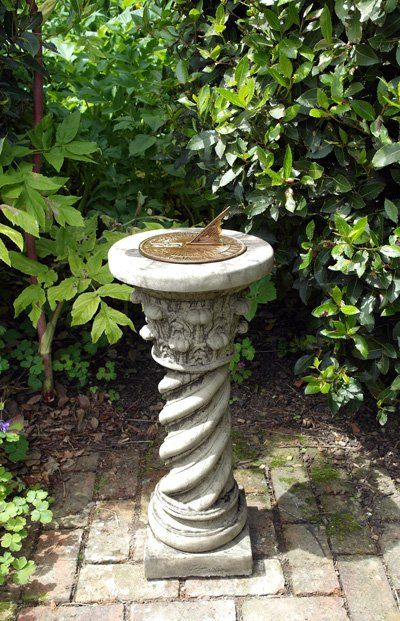 stone garden statue roman aged brass sundial