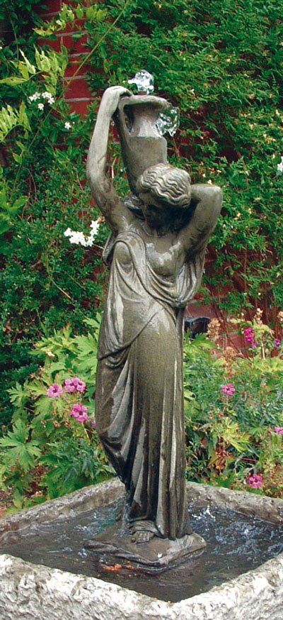 stone garden statue water bearer fountain